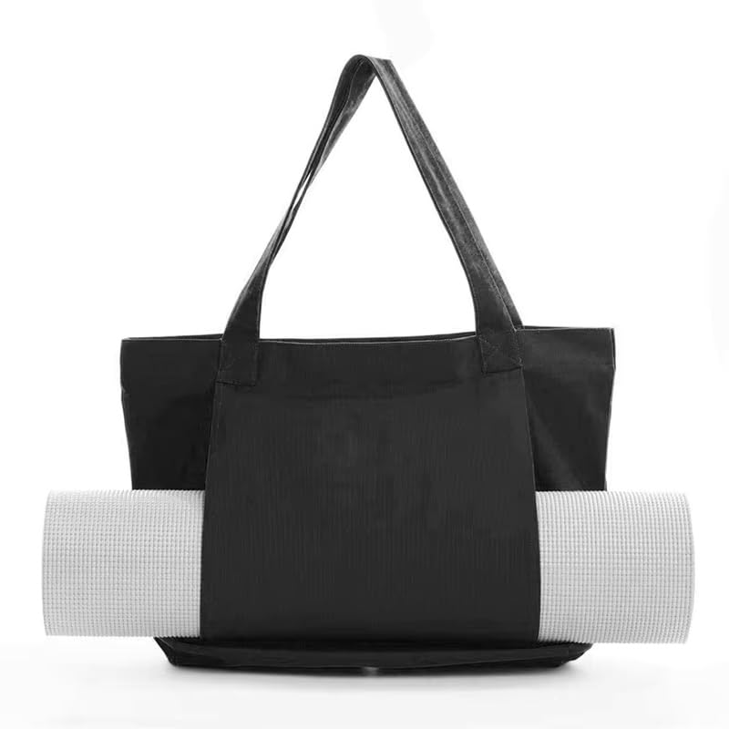 Yoga Canvas Tote Bag, Large Capacity, Sturdy Multifunctional, Shoulder Bag with Mat Carrier, Pockets - My Store