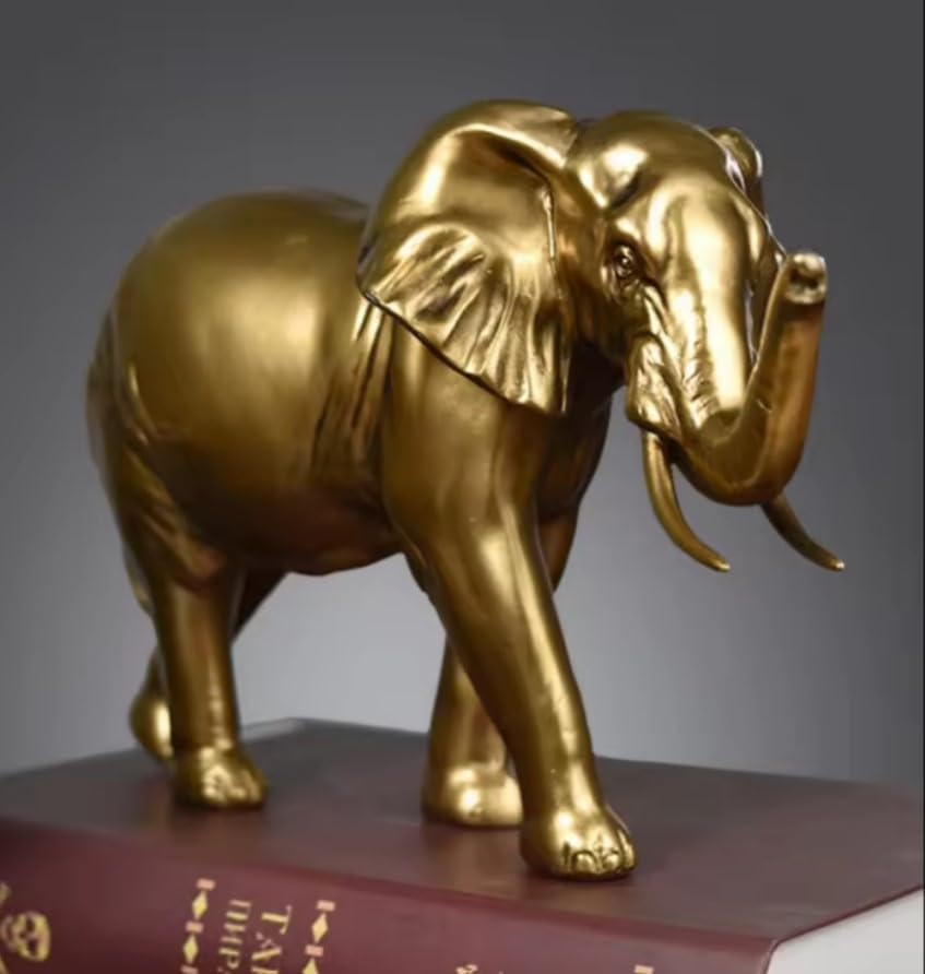 Golden Elephant Sculpture - Housewarming Decor, Wealth & Lucky Resin Figurine - My Store