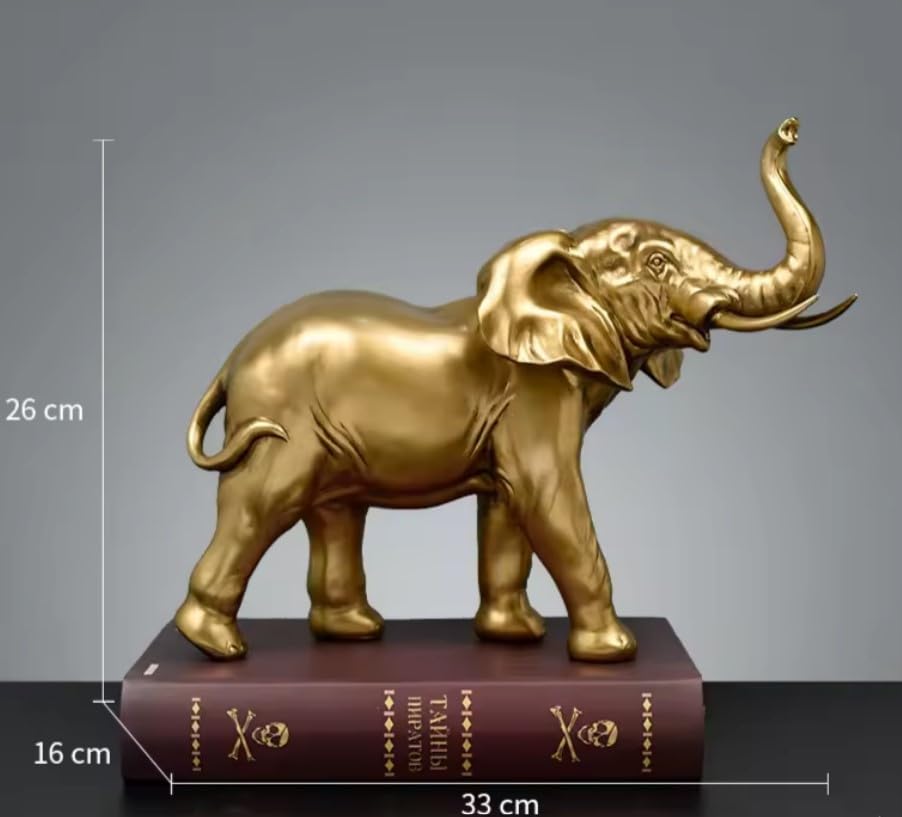 Golden Elephant Sculpture - Housewarming Decor, Wealth & Lucky Resin Figurine - My Store