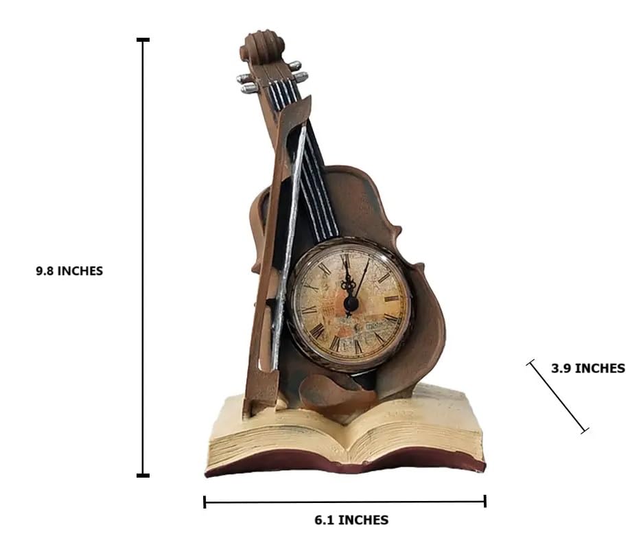 European Retro Style Violin Clock - Elegant Decorative Timepiece for Home Decor, Vintage Accent for Living Room and Office, Antique-Inspired Design Perfect for Music Lovers, Gift for Music Enthusiasts - My Store