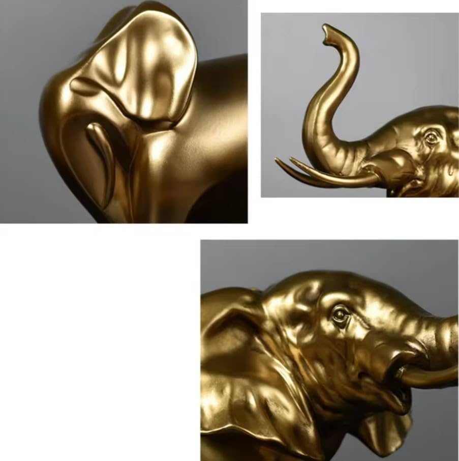 Golden Elephant Sculpture - Housewarming Decor, Wealth & Lucky Resin Figurine - My Store