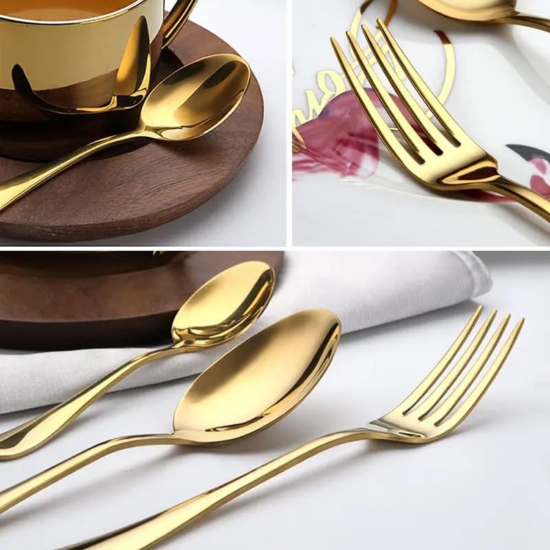 Royal Gold Stainless Steel Cutlery Set, 24-Piece, with Gift Box - My Store