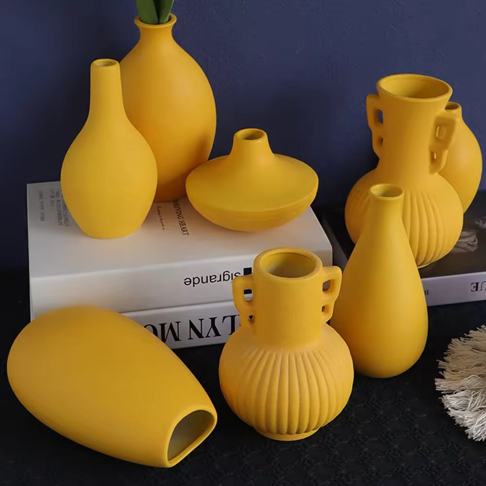 Modern Yellow Ceramic Vase, Simple Home Decor - My Store