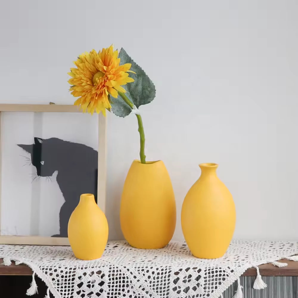 Modern Yellow Ceramic Vase, Simple Home Decor - My Store