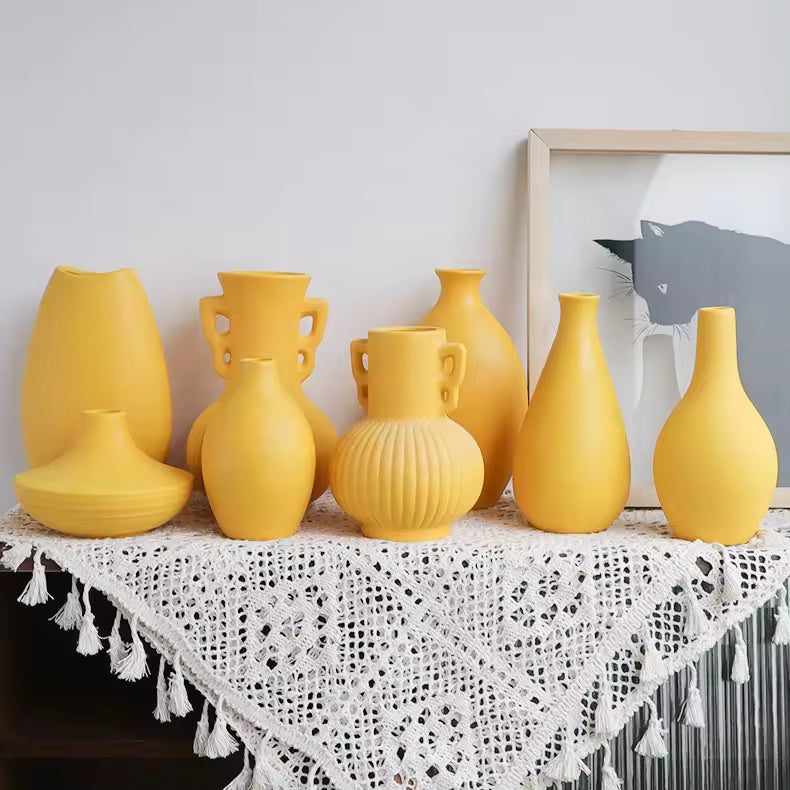 Modern Yellow Ceramic Vase, Simple Home Decor - My Store