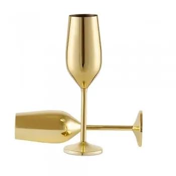 2 Pc set- Gold Stainless Steel Champagne Flutes – Unbreakable Luxury Goblets for Moët & Chandon, Red Wine Glasses, Elegant Wedding, Bridal Shower, Stainless Steel Champagne Flutes, Set of 2, Gold - My Store