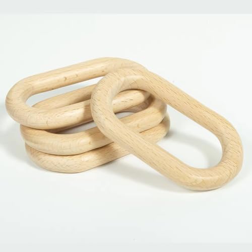 Hand-Carved Wood Chain, Natural Wood, Modern Farmhouse Decor - My Store