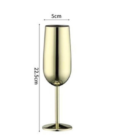 2 Pc set- Gold Stainless Steel Champagne Flutes – Unbreakable Luxury Goblets for Moët & Chandon, Red Wine Glasses, Elegant Wedding, Bridal Shower, Stainless Steel Champagne Flutes, Set of 2, Gold - My Store