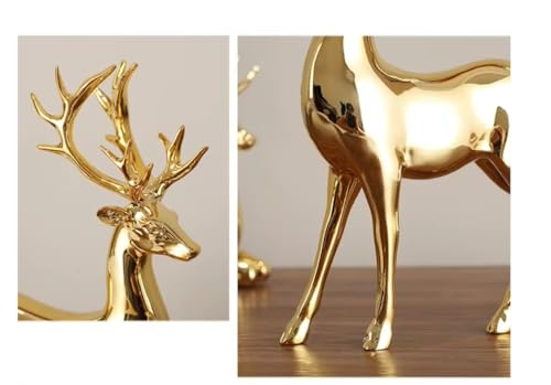 Nordic Style Golden Resin Deer Set, Standing and Sitting, for TV Cabinet, Living Room, Entrance Decor- 2 Pcs Set - My Store