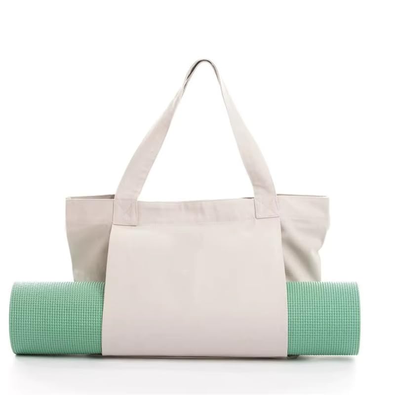 Yoga Canvas Tote Bag, Large Capacity, Sturdy Multifunctional, Shoulder Bag with Mat Carrier, Pockets - My Store