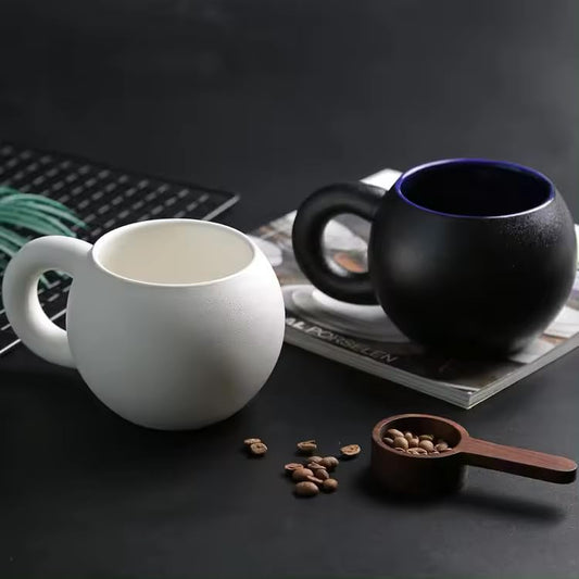Luxury Spherical Stoneware Coffee Mug, Elegant Cup for Office - My Store