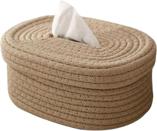Seagrass Facial Tissue Box – Decorative Woven Napkin Holder, Handmade Tissue Box Cover, Cotton Rope Tissue Dispenser, Square Woven Storage Basket, Stylish Paper Holder for Home and Office Decor - My Store