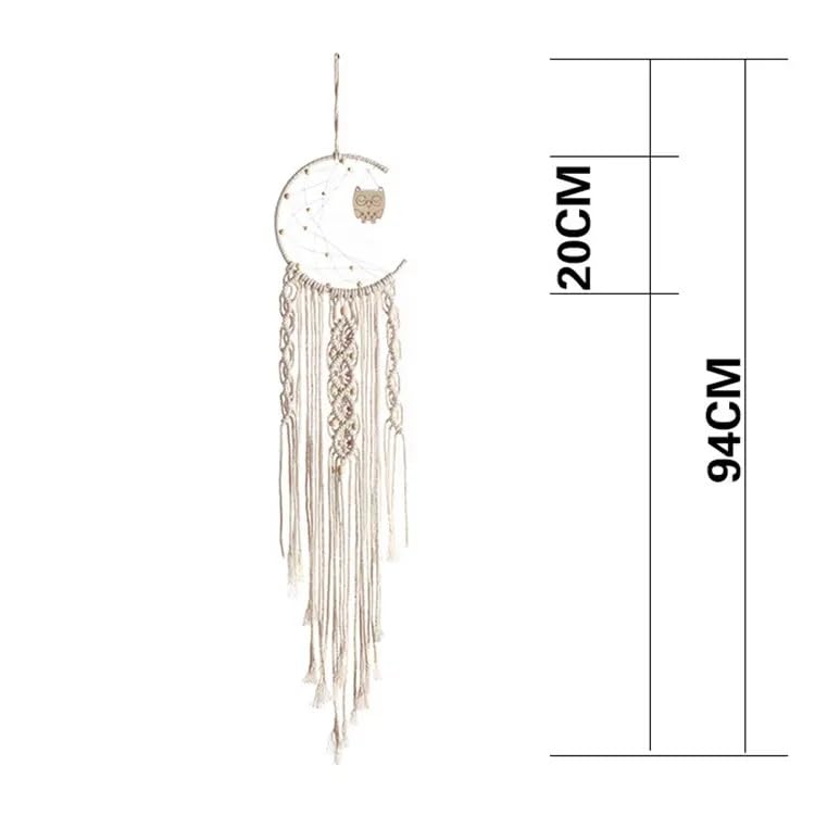 Large Bohemian Owl Macrame Wall Hanging, 2-Piece Set – Woven Moon Tapestry, Dream Catcher with Tassels, Handmade Crochet, Boho Chic Wall Art for Living Room, Bedroom, Nursery, or Dorm Room Decor - My Store