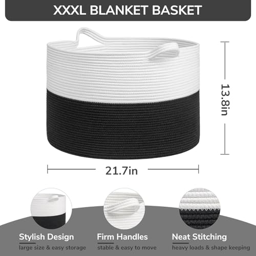 Extra Large Round Cotton Rope Storage Basket, Oversized Blanket, Laundry & Toy Bin Organizer - My Store