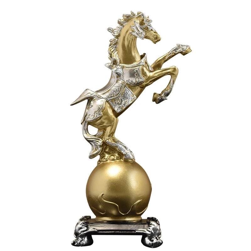 European Style Luxury Golden Horse Figurine for Home Decor, Wine Cabinet, and Gifts, 4.53 x 2.76 x 8.46 inches - My Store