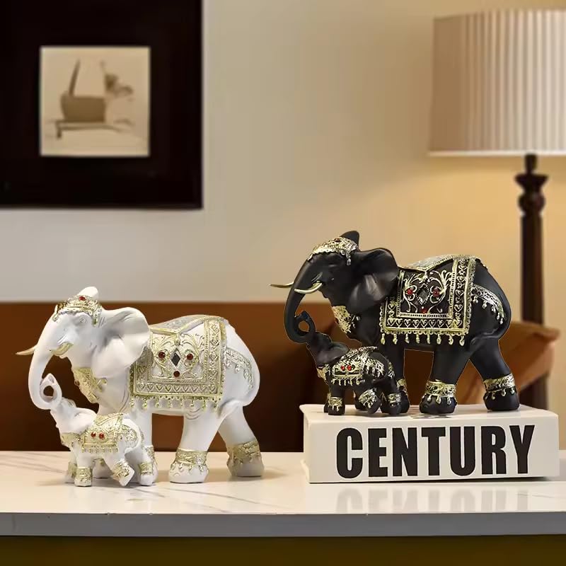 Luxury Elephant Sculpture Set - Resin Mother and Child Ornaments, Home Decor - My Store