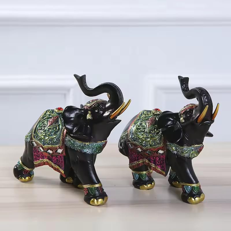 Luxury Elephant Sculpture, Resin Ornament for Wealth & Luck, 1 Pc - My Store