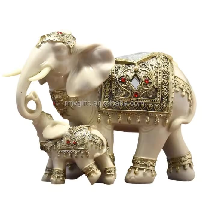 Luxury Elephant Sculpture Set - Resin Mother and Child Ornaments, Home Decor - My Store