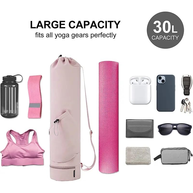 Yoga Mat Bag with Water Bottle Holder and Wet Pocket, Large Multi-Functional Gym Bag for Pilates, Exercise, Fitness, Travel, Portable Crossbody Yoga Mat Carrier - My Store