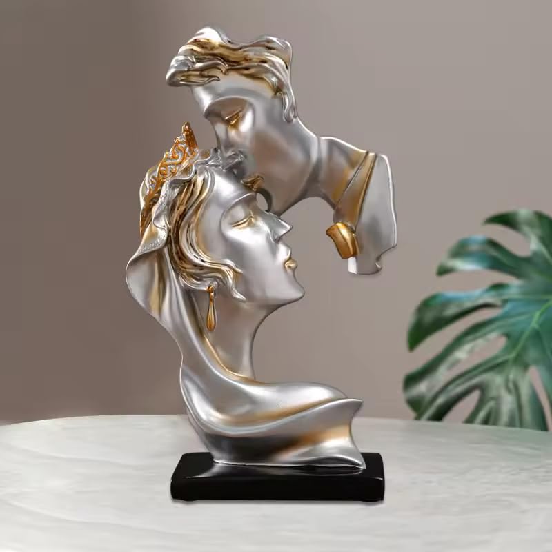 Resin Modern Artistic Couple - Abstract Kissing Figurine for Home Decor, Personalized Valentine's Gift, Custom Resin Sculptures for Living Room, Bookcase, Office - 10 inches Tall - My Store