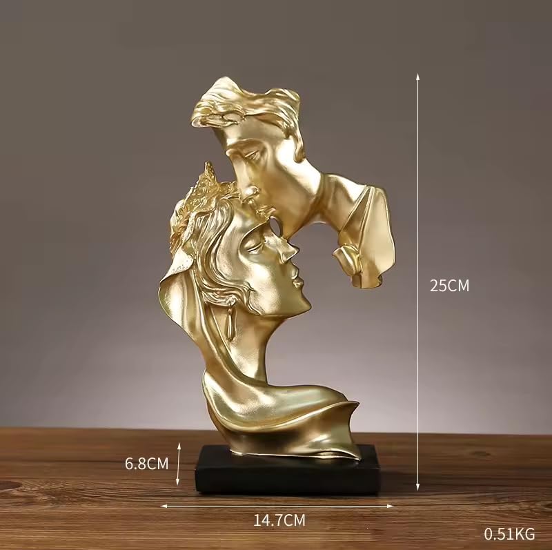 Resin Modern Artistic Couple - Abstract Kissing Figurine for Home Decor, Personalized Valentine's Gift, Custom Resin Sculptures for Living Room, Bookcase, Office - 10 inches Tall - My Store