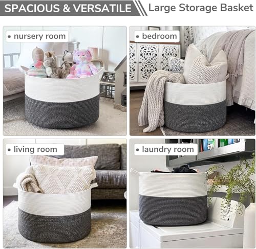 Extra Large Round Cotton Rope Storage Basket, Oversized Blanket, Laundry & Toy Bin Organizer - My Store