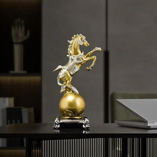 European Style Luxury Golden Horse Figurine for Home Decor, Wine Cabinet, and Gifts, 4.53 x 2.76 x 8.46 inches - My Store