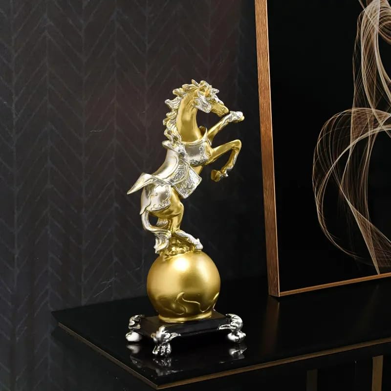 European Style Luxury Golden Horse Figurine for Home Decor, Wine Cabinet, and Gifts, 4.53 x 2.76 x 8.46 inches - My Store