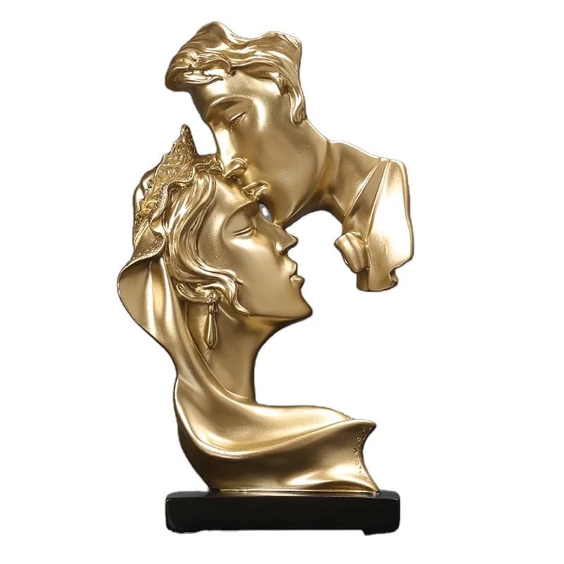 Resin Modern Artistic Couple - Abstract Kissing Figurine for Home Decor, Personalized Valentine's Gift, Custom Resin Sculptures for Living Room, Bookcase, Office - 10 inches Tall - My Store