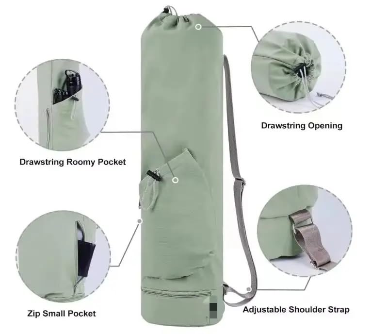 Yoga Mat Bag with Water Bottle Holder and Wet Pocket, Large Multi-Functional Gym Bag for Pilates, Exercise, Fitness, Travel, Portable Crossbody Yoga Mat Carrier - My Store
