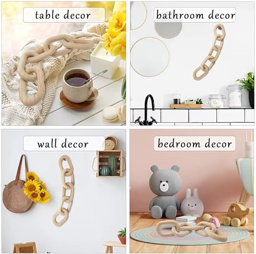 Hand-Carved Wood Chain, Natural Wood, Modern Farmhouse Decor - My Store