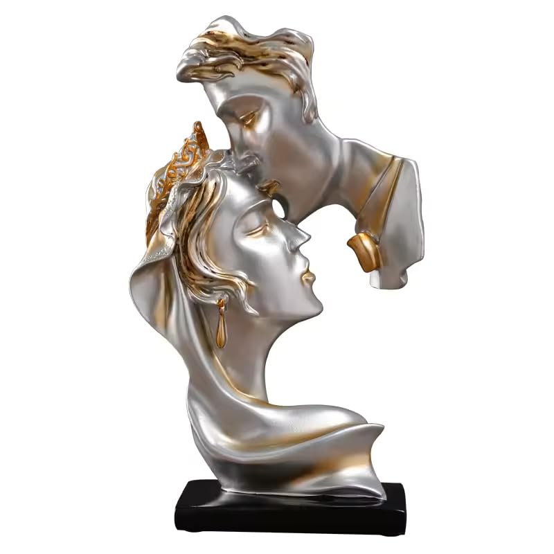 Resin Modern Artistic Couple - Abstract Kissing Figurine for Home Decor, Personalized Valentine's Gift, Custom Resin Sculptures for Living Room, Bookcase, Office - 10 inches Tall - My Store