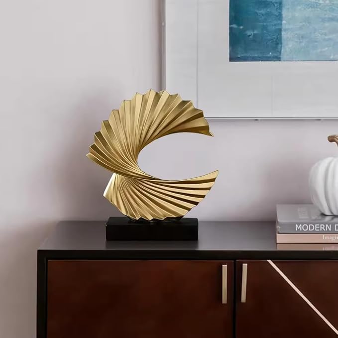 Nordic Decor Abstract Sculpture Resin Art - Golden Ocean Wave Sculpture for Living Room, Home, Office Desktop Accessories - My Store