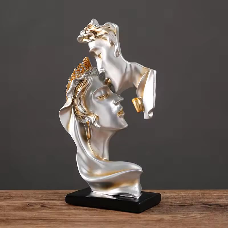 Resin Modern Artistic Couple - Abstract Kissing Figurine for Home Decor, Personalized Valentine's Gift, Custom Resin Sculptures for Living Room, Bookcase, Office - 10 inches Tall - My Store