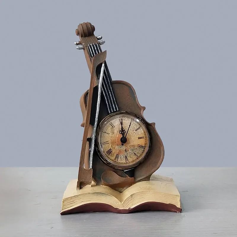 European Retro Style Violin Clock - Elegant Decorative Timepiece for Home Decor, Vintage Accent for Living Room and Office, Antique-Inspired Design Perfect for Music Lovers, Gift for Music Enthusiasts - My Store