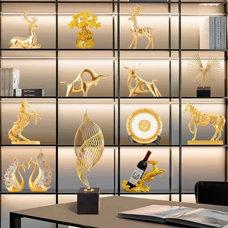 Luxury Golden Swan Statues, Set of 2, Resin Sculptures for Home Decor - My Store