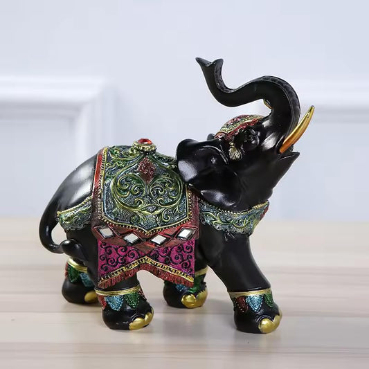Luxury Elephant Sculpture, Resin Ornament for Wealth & Luck, 1 Pc - My Store