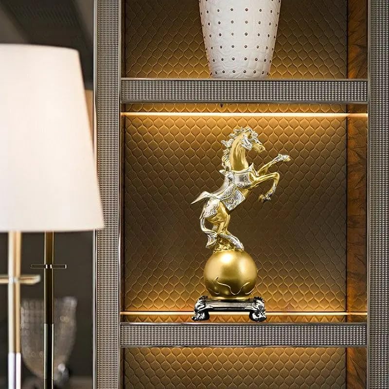 European Style Luxury Golden Horse Figurine for Home Decor, Wine Cabinet, and Gifts, 4.53 x 2.76 x 8.46 inches - My Store