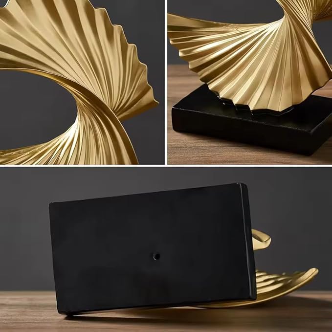 Nordic Decor Abstract Sculpture Resin Art - Golden Ocean Wave Sculpture for Living Room, Home, Office Desktop Accessories - My Store