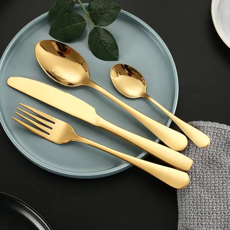 Royal Gold Stainless Steel Cutlery Set, 24-Piece, with Gift Box - My Store