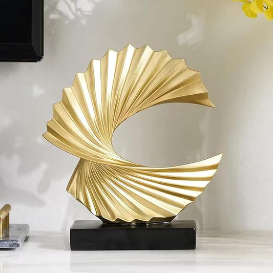 Nordic Decor Abstract Sculpture Resin Art - Golden Ocean Wave Sculpture for Living Room, Home, Office Desktop Accessories - My Store