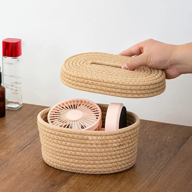 Seagrass Facial Tissue Box – Decorative Woven Napkin Holder, Handmade Tissue Box Cover, Cotton Rope Tissue Dispenser, Square Woven Storage Basket, Stylish Paper Holder for Home and Office Decor - My Store
