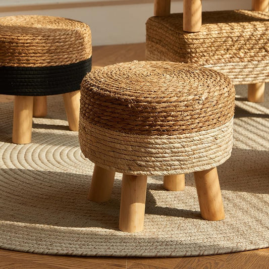 Hand Woven Natural Seagrass Round Ottoman Foot Stool - My Store