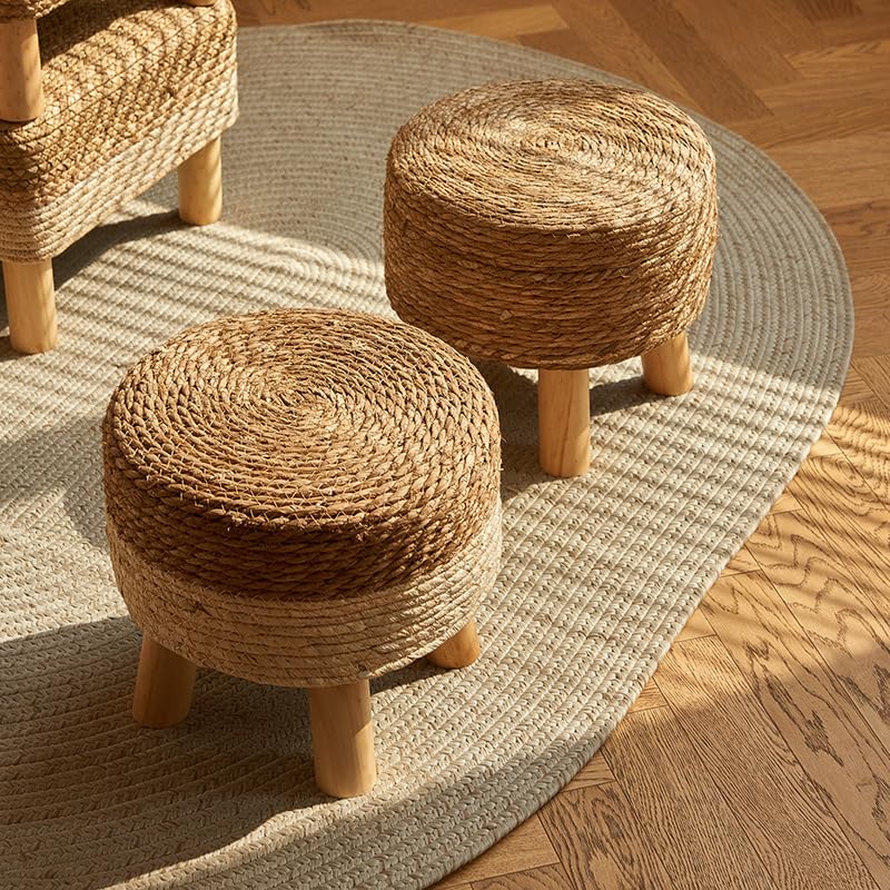 Hand Woven Natural Seagrass Round Ottoman Foot Stool - My Store