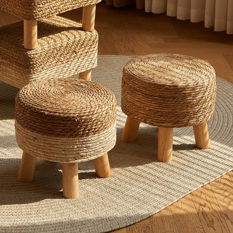 Hand Woven Natural Seagrass Round Ottoman Foot Stool - My Store