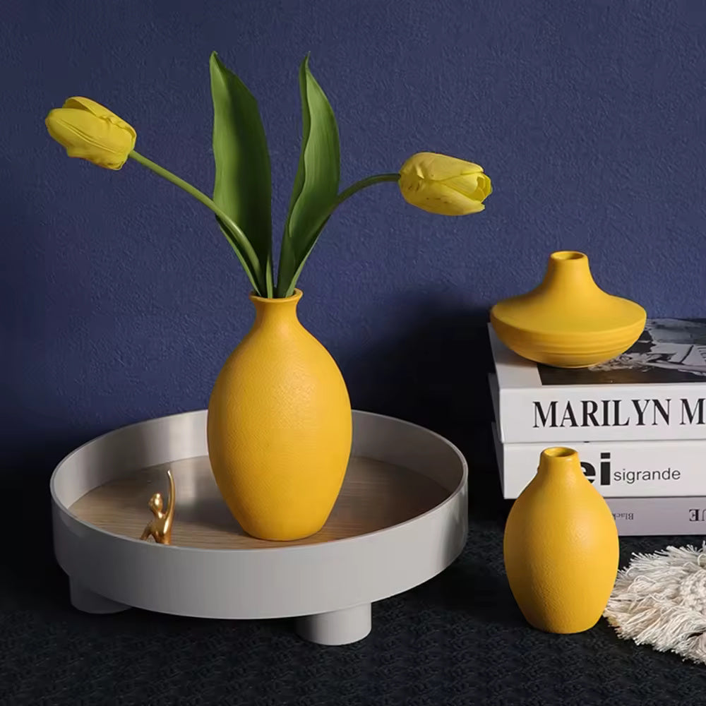 Modern Yellow Ceramic Vase, Simple Home Decor - My Store