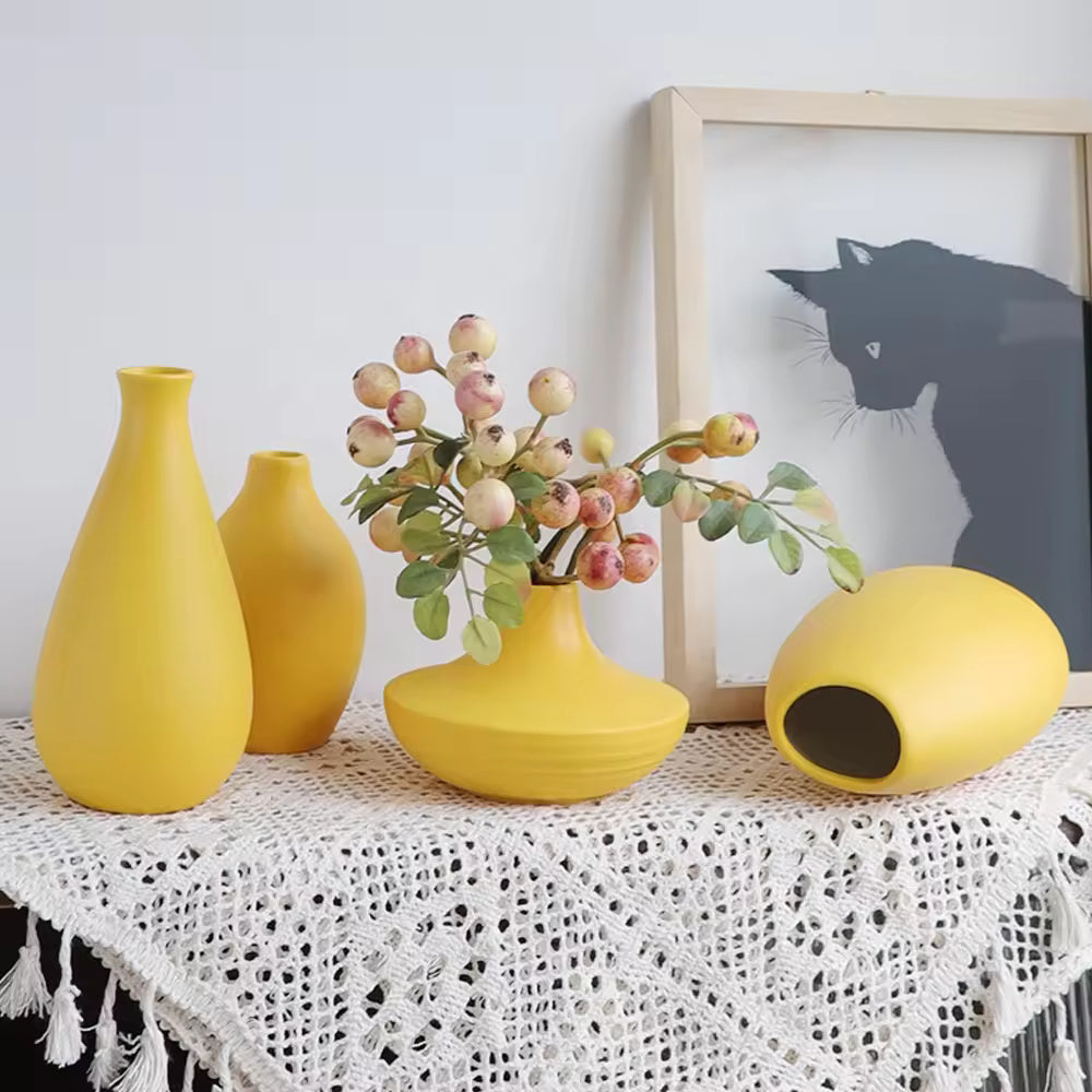 Modern Yellow Ceramic Vase, Simple Home Decor - My Store